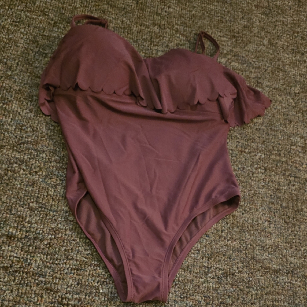 Kona Sol Pink Ruffle Bathingsuit One Piece